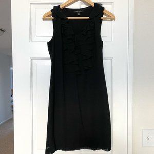 Banana Republic black sleeveless dress with neck ruffle